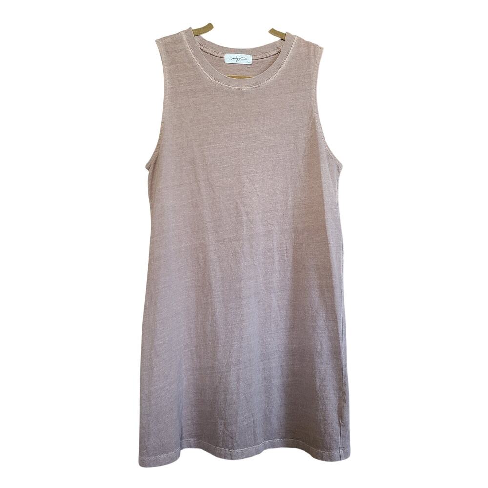 Carly Jean Los Angeles 100% Cotton Tank Dress Womens M Tan Granola Cottagecore